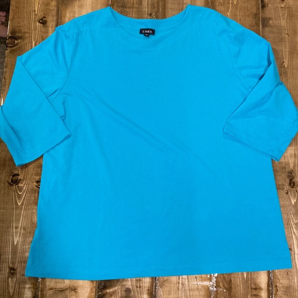 Links Tops - Links Blue Top 3/4 Sleeves Size XL